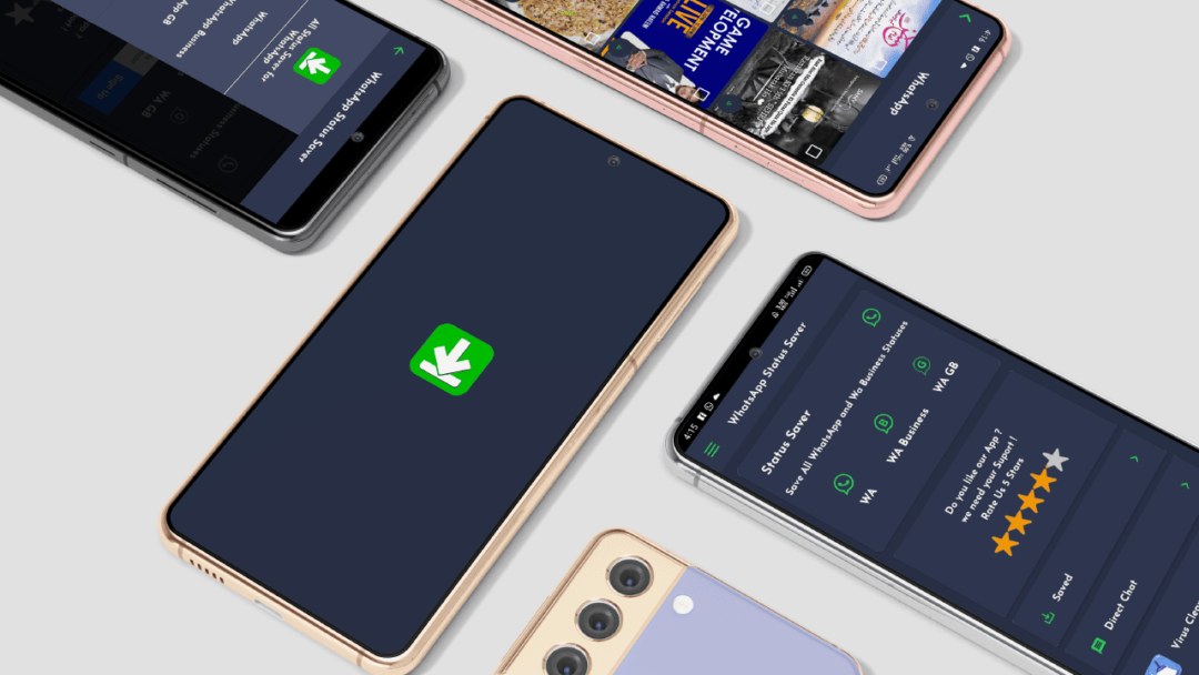 Instant Status Saver For WhatsApp Mobile App UI/UX Design
